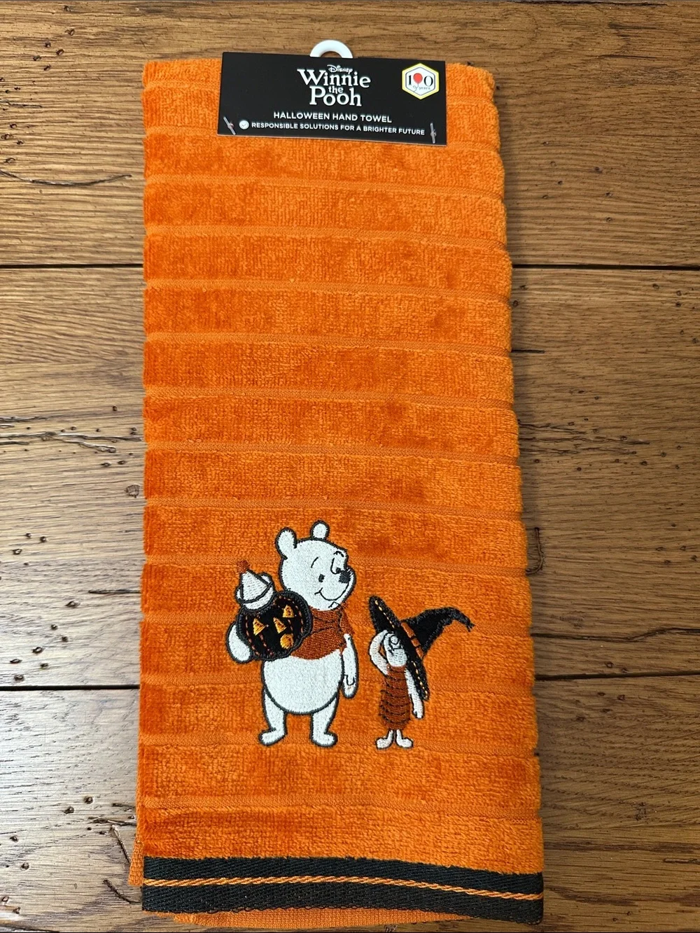 Disney Orange Winnie the Pooh Halloween Embroidered Hand Towel